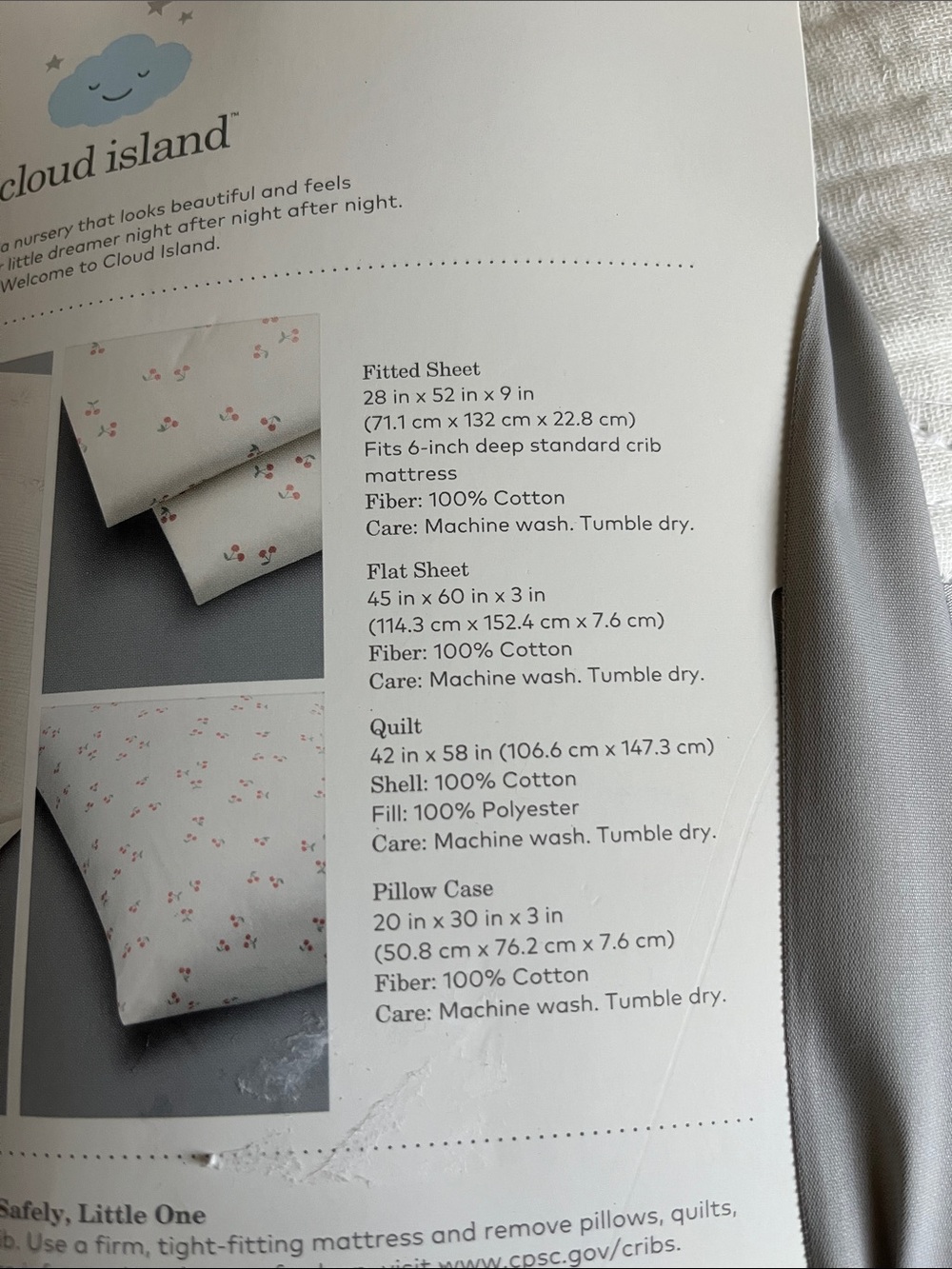 cloud island Toddler Bedding Set in White and Cream with Soft Pink Accents - Picture 9 of 10
